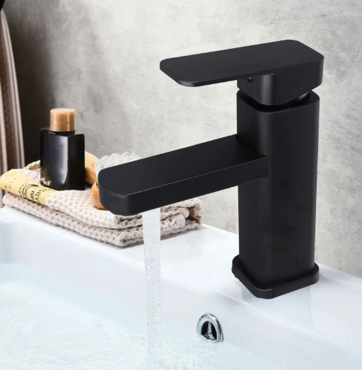 Black 304 Stainless Steel Square Basin Hot And Cold Faucet Tall And Short Modern Mixer Vanity Tap Basin Faucet