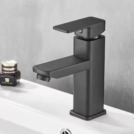 Black 304 Stainless Steel Square Basin Hot And Cold Faucet Tall And Short Modern Mixer Vanity Tap Basin Faucet