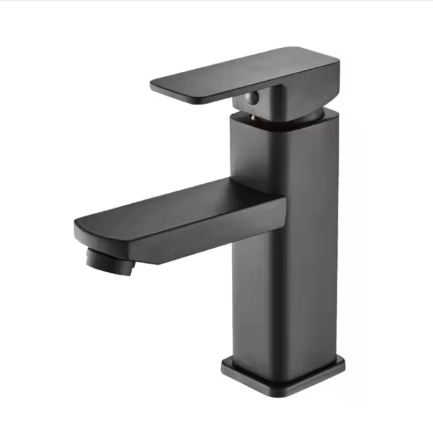 Black 304 Stainless Steel Square Basin Hot And Cold Faucet Tall And Short Modern Mixer Vanity Tap Basin Faucet